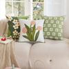 Spring Embroidered Flower Green Throw Pillowcase Cojines Pastoral Decoration Sofa Square Cushion Cover Headboard Pillow Covers