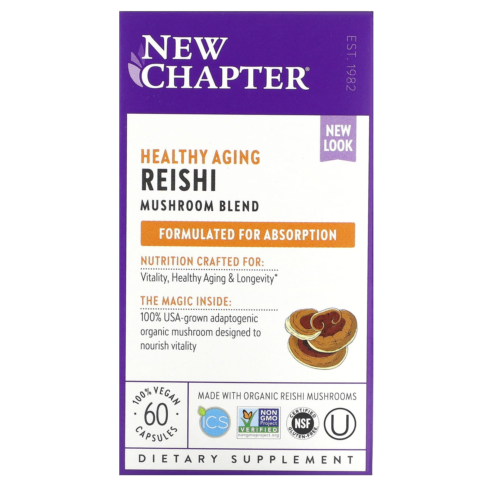 

New Chapter, reishi mushroom, 60 veggie capsules