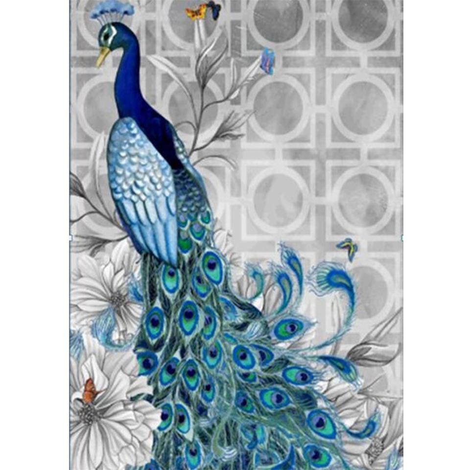 5D DIY Round Diamond Painting Animal Diamond Embroidery Peacock Cross Stitch Kit Rhinestone Mosaic Picture Home Decoration Gift