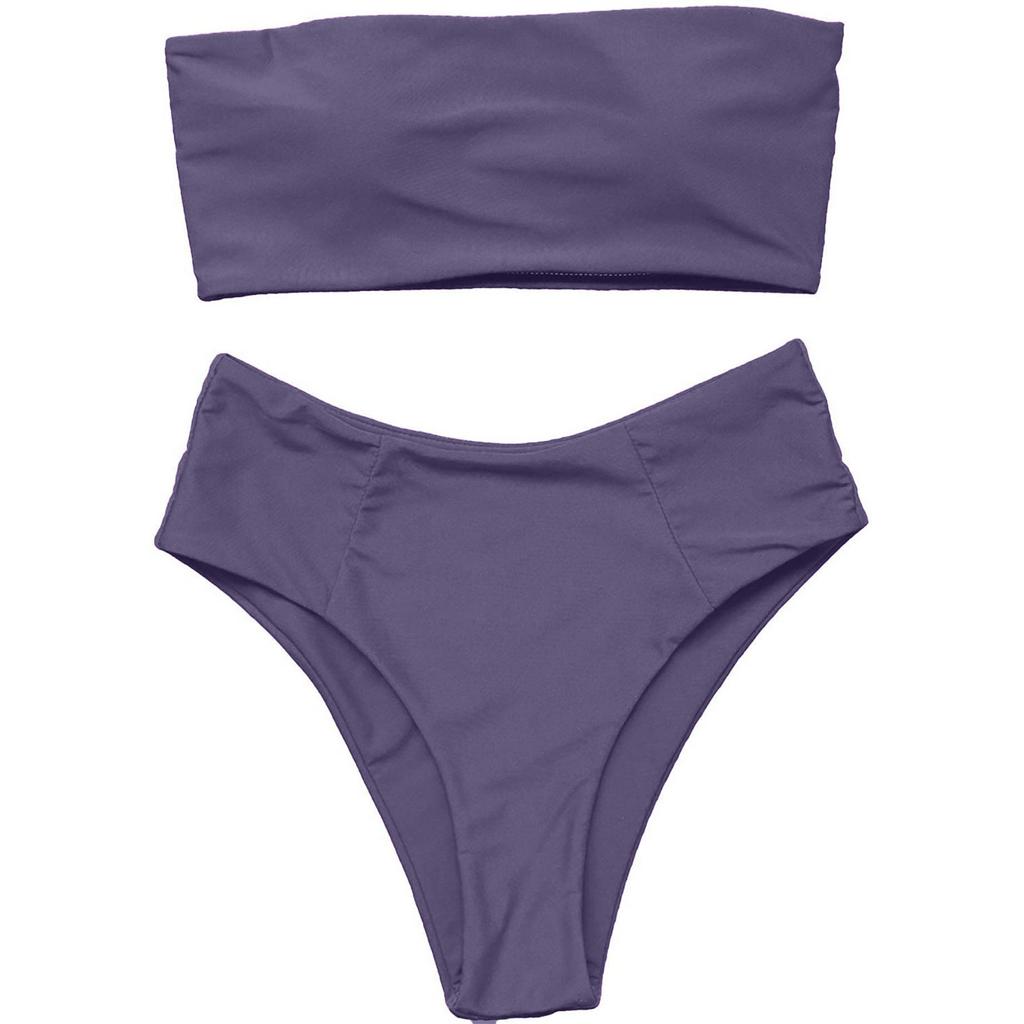 Damen Sexy Mode Einfarbig Bralette Tops Bikini Set Zweiteiliger Badeanzug