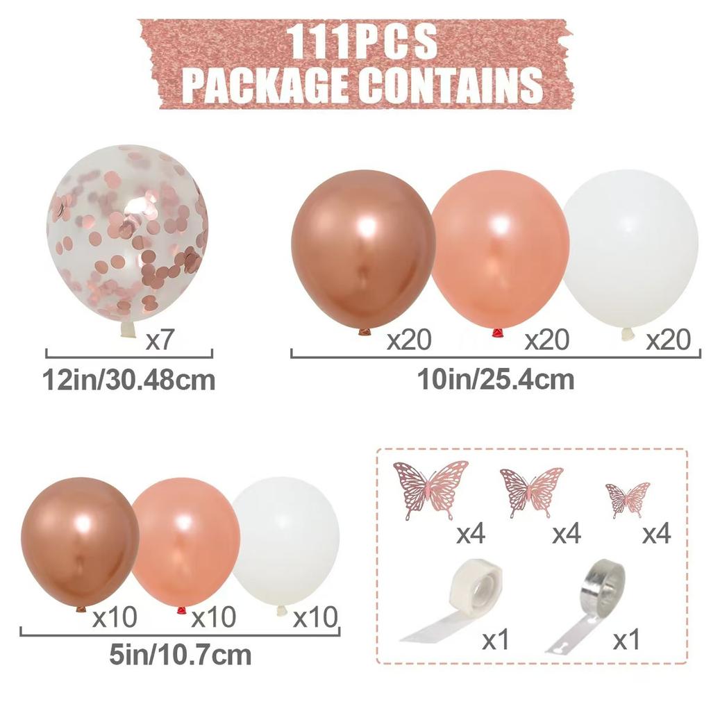 Rose Gold Pearlescent Balloon Chain Set Butterfly Theme Wedding Birthday Party Dress Wedding Room Arrangement New Year'S Balloon