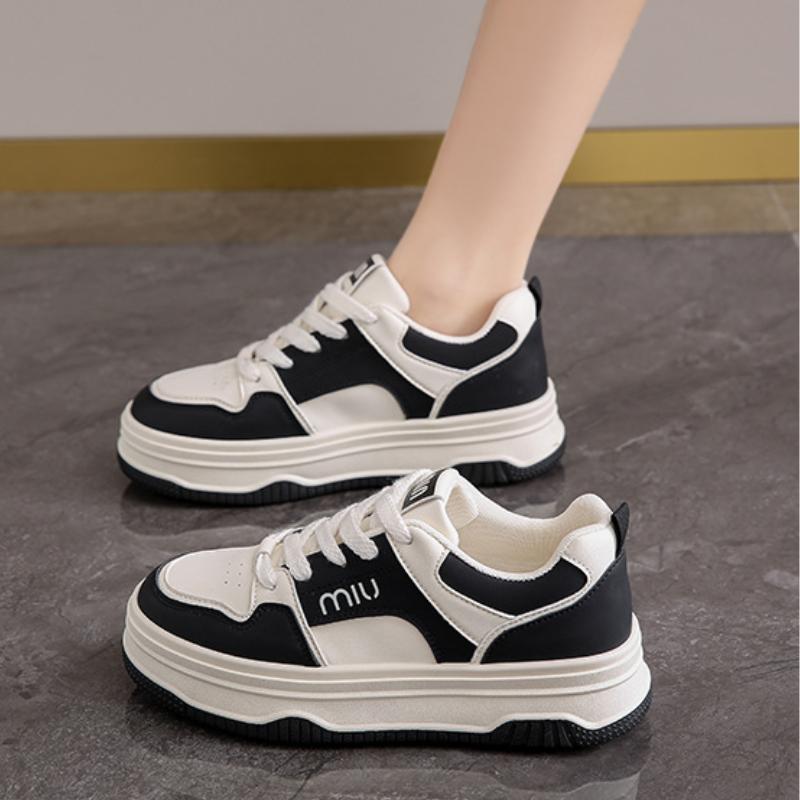 Women's Casual Sneakers New Leather Woman Autumn Thick Sole Vulcanize Shoes Breathable Sport Walking Running Platform Flat Shoes