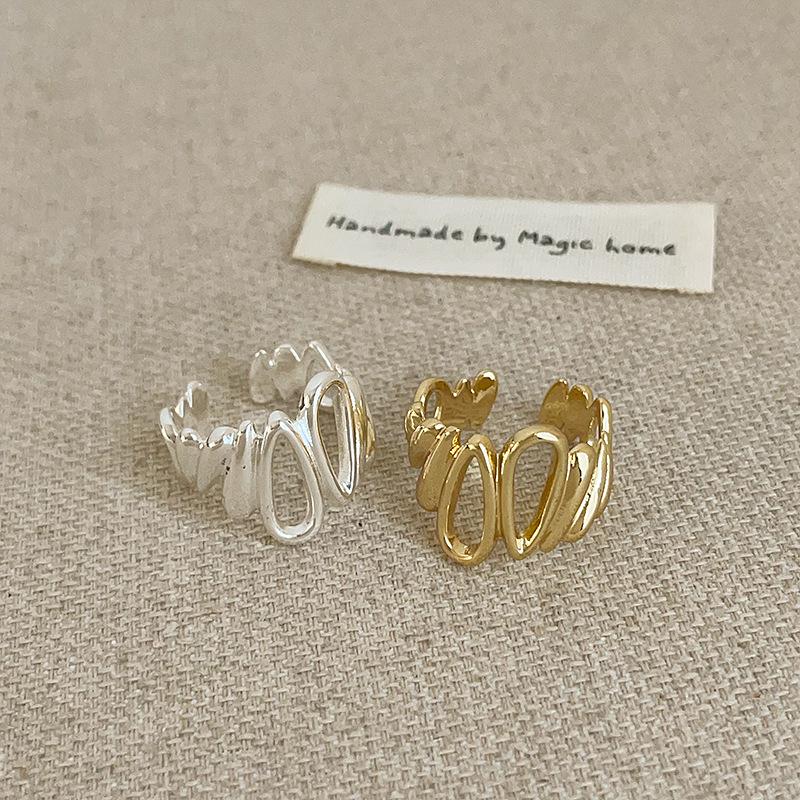 Einzigartiger unregelmäßiger hohler Wassertropfen Metall offener Ring für Damen