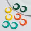 Korean Frosted Acrylic C-Shape Hoop Earrings for Women Resin Geometric Candy Color Circle Earrings 2025 Fashion Jewelry Gifts