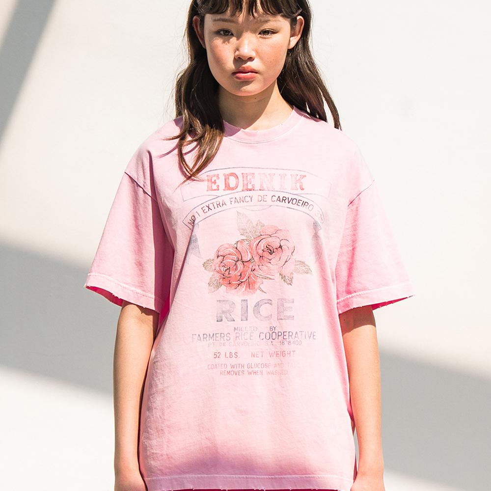 EDENIK Vintage Rice Bag Short Sleeve T-Shirt_Pink