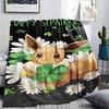 1Pc Orange Lucky Pokemon Print Flannel Blanket, High quality Comfortable for All Seasons, Home Decor, Warmth and Comfort, Perfect for Christmas Gifts