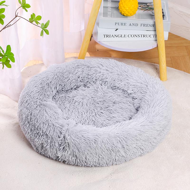 Plush Cat & Dog Bed: Cozy Autumn/Winter Nest, Soft Round Mat