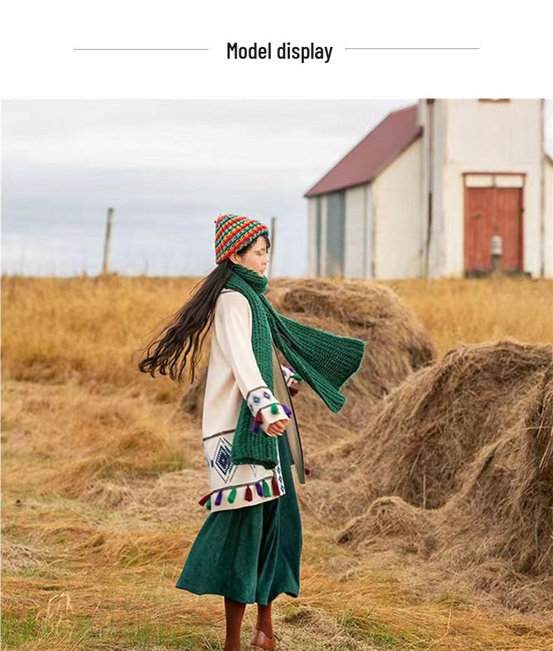 Damen Gelbe Ethnische Quasten Strickjacke Mantel