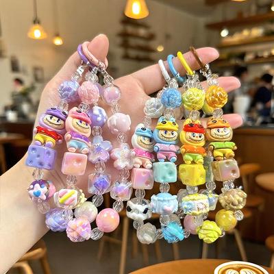 Cartoon Mobile Phone Chain Beaded Keychain Creative Doll Rabub Accessories Bag Pendant Pendant