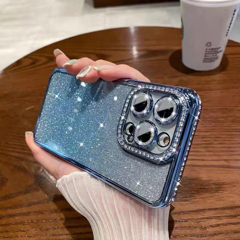 iPhone 15 Rhinestone Glitter Case for Apple 14 Pro Max, Gradient Full Coverage Soft Shell for iPhone 11, XR, 13.