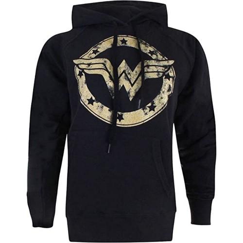 Felpa con cappuccio con logo metallico da donna/donna Wonder Woman