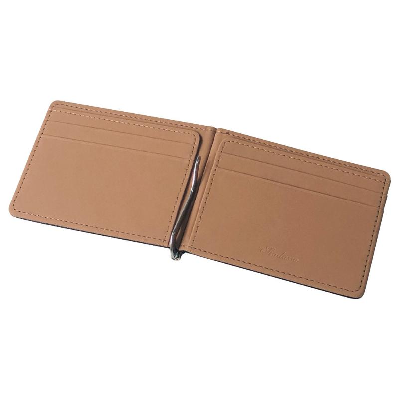 Slim Black Coffee Brown Cross Grain Leather Money Clip Wallet With Multiple Card Slots Perfect For Daily Carry Business Travel