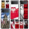 Phone Case for Samsung Galaxy Z Flip 3 4 5 6 7 Folding Black Shell For Samsung Z Flip4 Flip5 PC Hard Cover Polish Flag