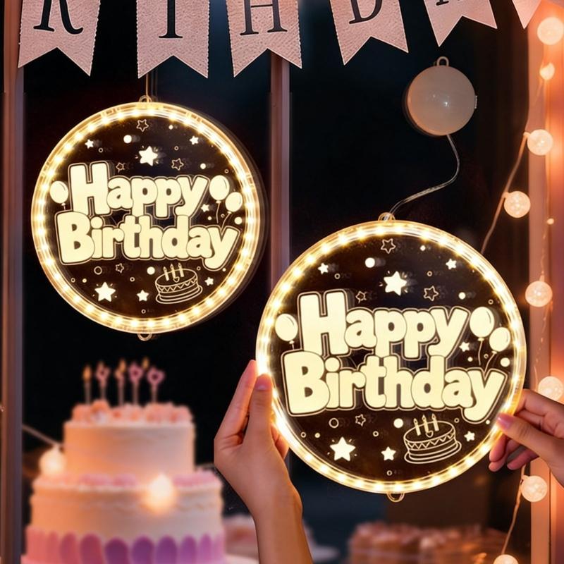 Illuminated Birthday Acrylic Sign Hanging Ornament Shatterproof Acrylic LED Light For Birthday And Festival Celebration