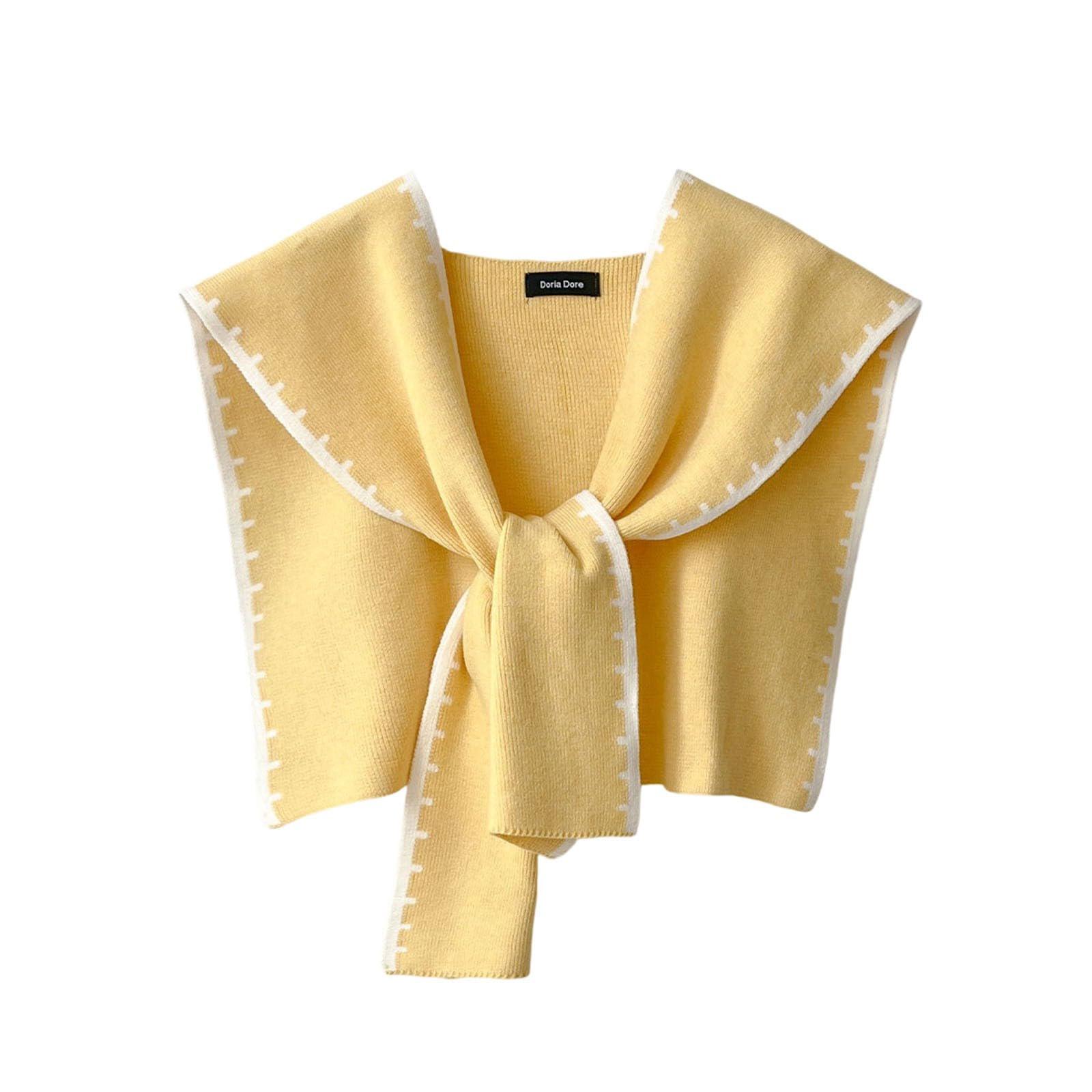 

Women s Fashion Knit Shawl Knotted Shirt Scarf Cape One Size жовтий