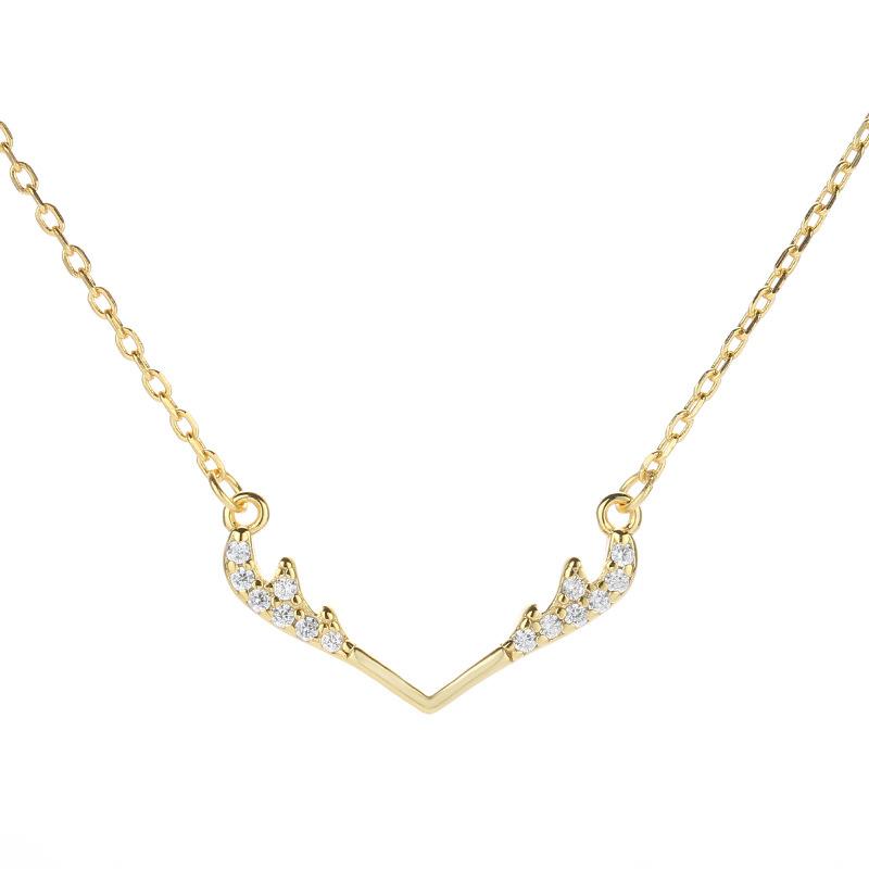 Antler Necklace with You All The Way Pendant Clavicle Chain Girl's Cute Best Friend N. Style