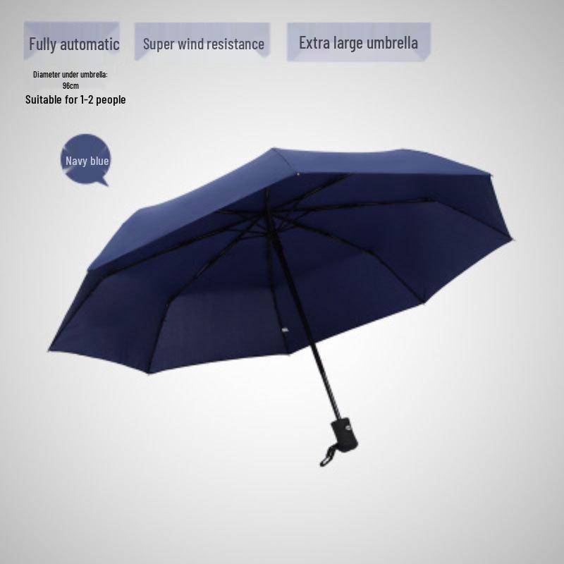 Men's Extra Large Solid Color Automatic Folding Umbrella - Self-Opening & Closing, Three-Fold Design, Sun & Rain Protection, Ideal for Business.