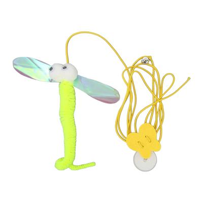 Self Play Hanging Door Cat Toy Dragonfly Shape Retractable Cat Teasing Toy with Elastic Rope