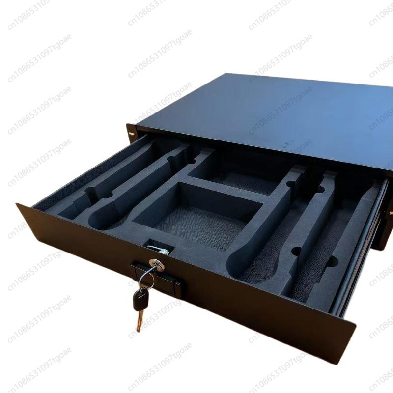

Y Microphone box 2U drawer, microphone drawer, cabinet drawer, with lock and microphone protection cotton