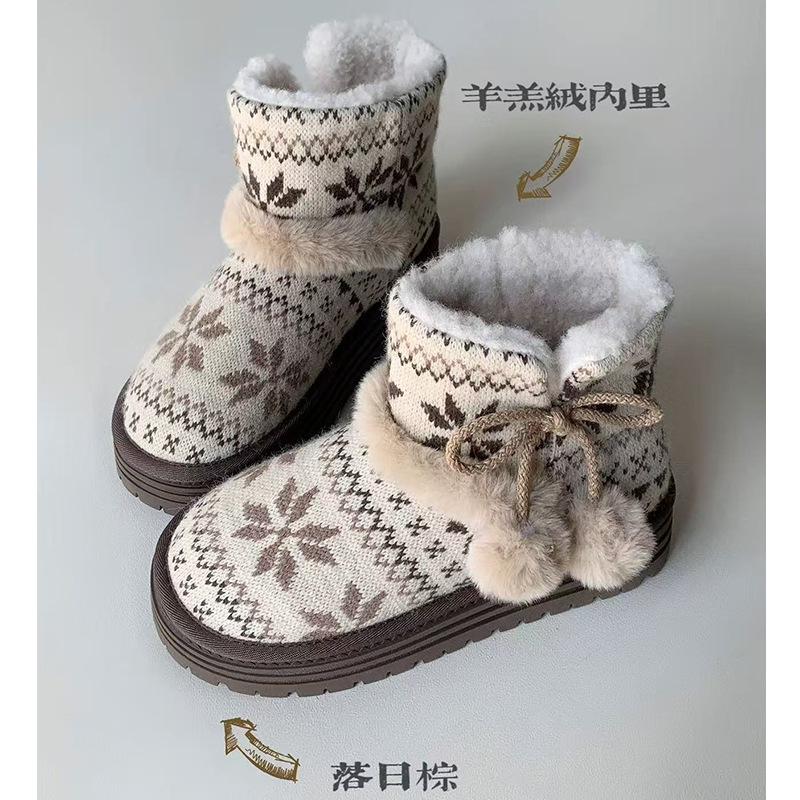 

Women s Large Size Soft Sole Heightening Winter Warm Fur One Non-slip Fur Snow Boots Lamb Suede Lined Ankle Boots Outdoor Sports Cotton Boots 40 хаки