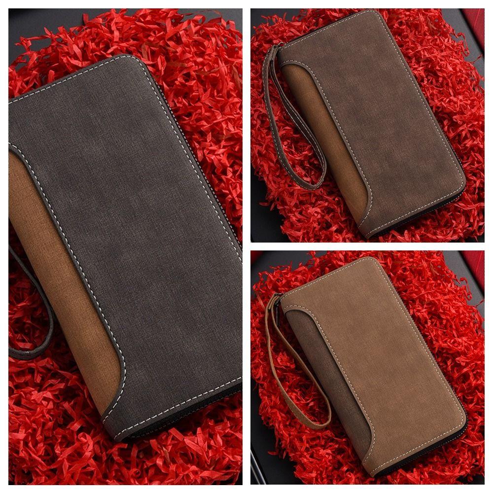 Zipper Business Clutch Bag Leather Men Card Holder Fashion Long PU Wallet  Unisex