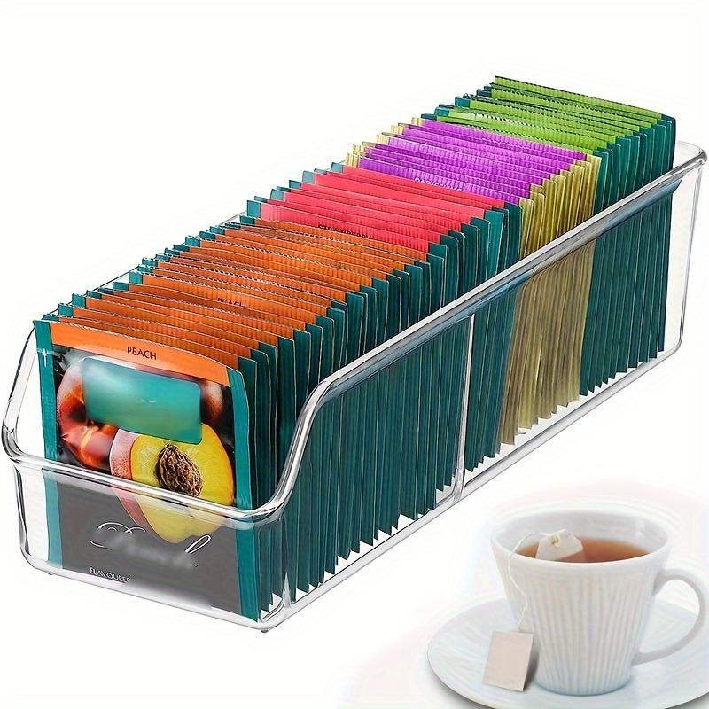 Tea Bag Organizer Box, Clear Storage Holder, Storage Bins for Coffee Bag, Storage Box for Cabinet, Countertop,Pantry Living Room