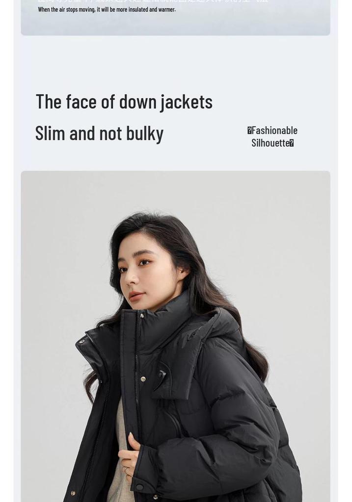 Yaya Women's 2025 Winter Ski Down Jacket - New Arrival, Short, Thickened, Hooded, Loose, Warm Duck Down Coat.