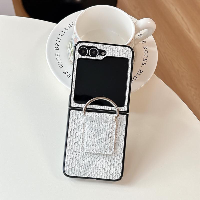 

Solid Color Snake Pattern Mobile Phone Case For Samsung Zflip6 Folding Screen Huawei Pocket2 Flip Ring Buckle Samsung zflip3