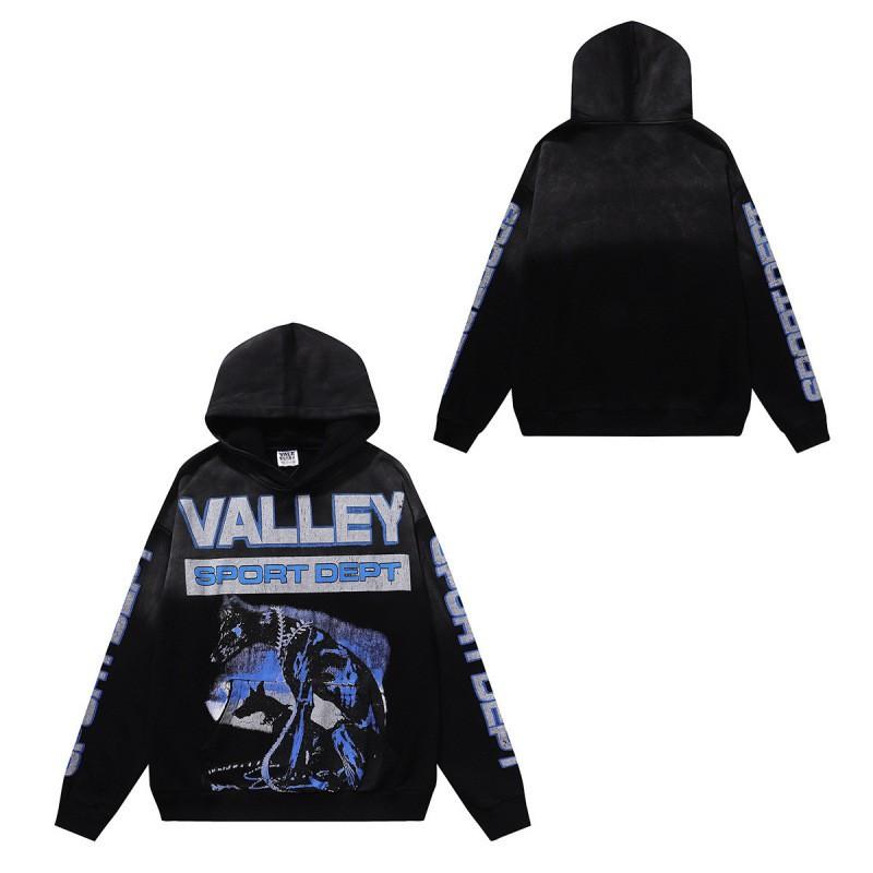 Unisex Vintage Print Distressed Hoodie Oversized Streetwear Pullover Sweatshirt Fall