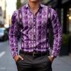 Ethnic Print Long Sleeve Shirt, Stylish Men's Casual Formal Top