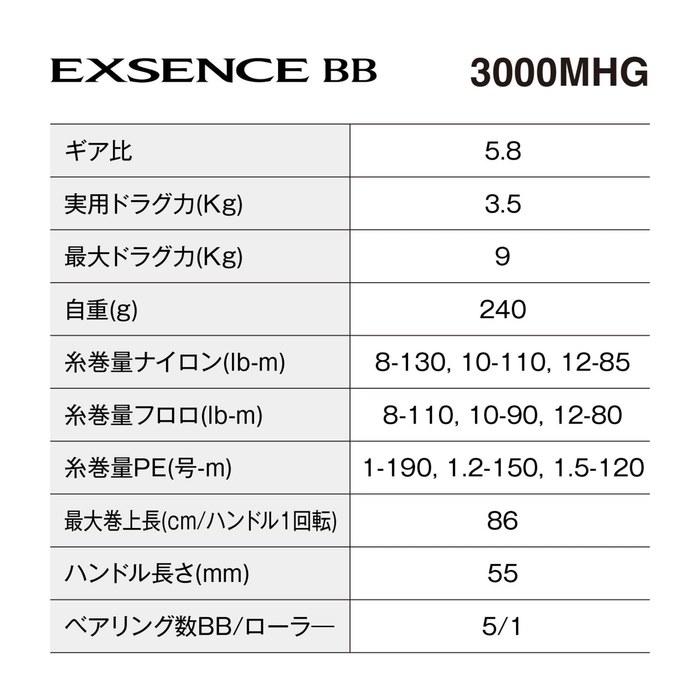 Shimano Spinning Reel 24 Excense BB 3000MHG Black