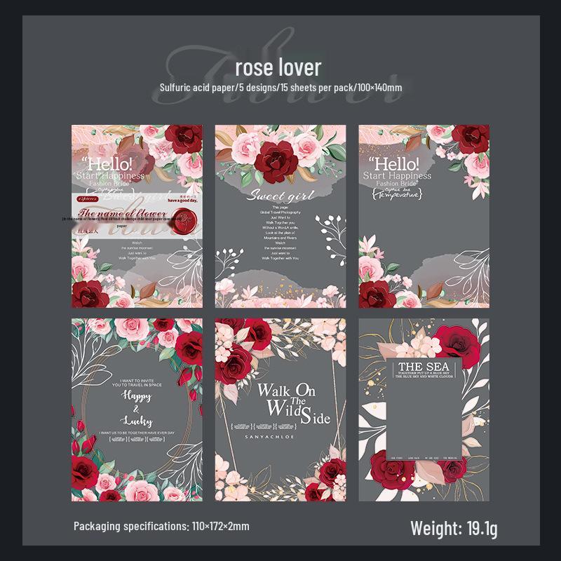Beautiful Day Vintage Floral Series: Retro Sulfuric Acid Paper Journal with 8 Unique Collage Styles