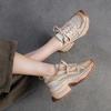 Johnature Casual Thick Heel Lace-up High Heel Pumps Versatile Comfortable And Lightweight Women's Shoes