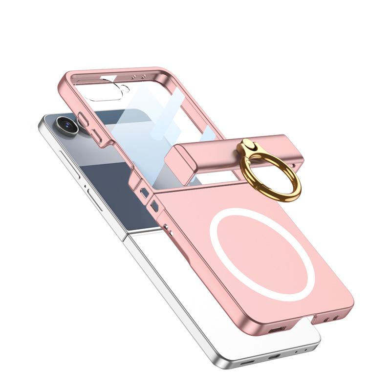 GKK Samsung Z Flip 7 Small Folding Hinge Full Coverage Shell with Finger Ring Buckle and Frosted Hard Shell