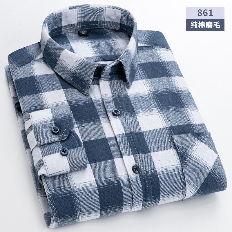 6XL Herbst/Winter Groß Herren 100% Baumwolle Karriert Gebürstet Langarmhemd Knitterarm Beständig Business Casual Bügelfrei Dick