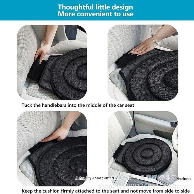 Car 360° Rotating Non-Slip Seat Cushion for Elderly & Pregnant Women - Portable & Multifunctional.