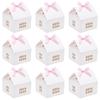 24sets House Shape Paper Jewelry Storage Gift Box with Pink Ribbon White 12.5x12.5x13.5cm