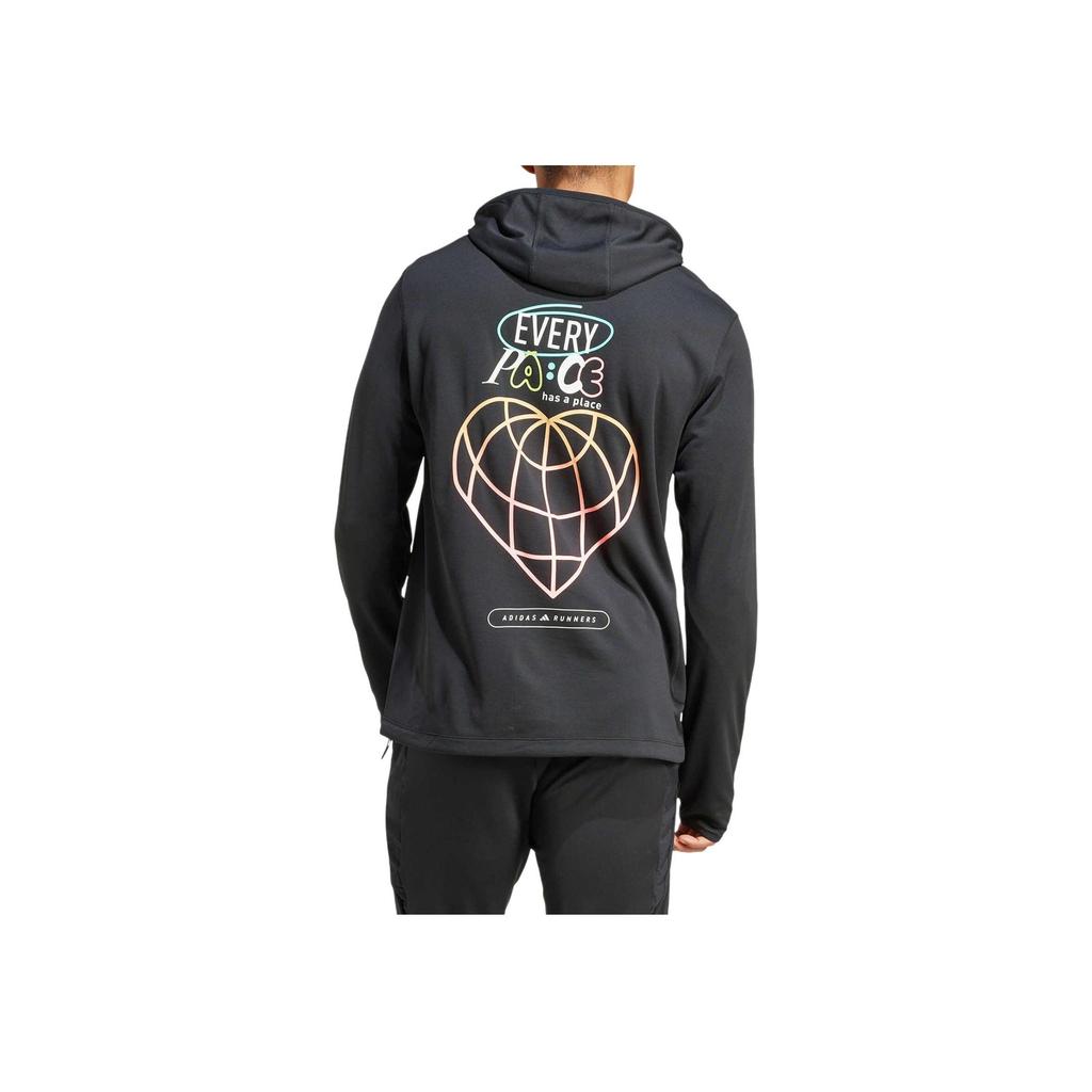 Adidas Own The Run Běžecká mikina s kapucí Unisex Mikiny Černá IW9274