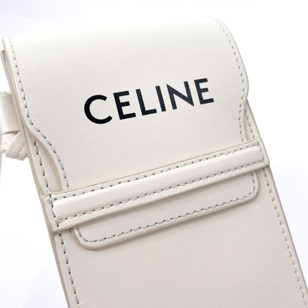 Used Celine shoulder bag sunglasses case logo white
