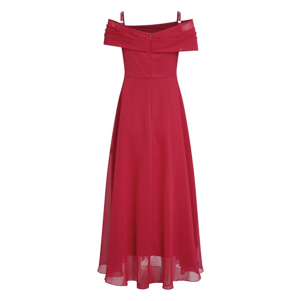 Dětské Dívčí Elegantní společenské šaty s 3D květinovou nášivkou nařasené šifonové šaty do A pro družičky narozeninové plesy