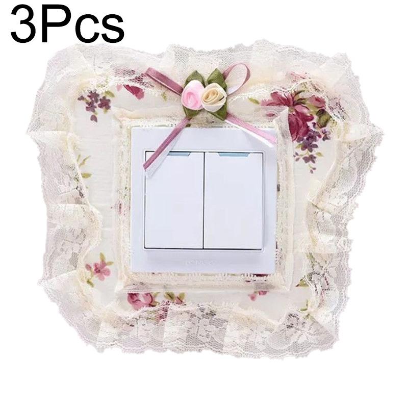 3 Teile/paket Spitze Wohnzimmer Wand Schutz Abdeckung Schlafzimmer Licht Schalter Abdeckungen Haushalt Polyester Faser Paste Tuch Dekor