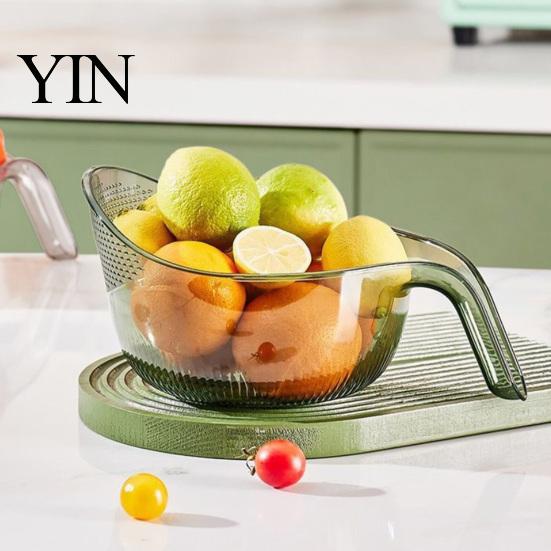 Non Slip Fruit Washer Multipurpose Rice Washing Bowl, with Handle, Plastic Kitchen Colander Basin, Compact Gadgets for Quinoa Pasta Vegetables