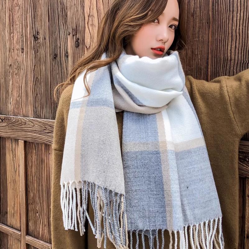 New Scarf Women's Winter Japanese and Korean Style All-match Plaid Warm Thickened Couple Scarf Student Shawl