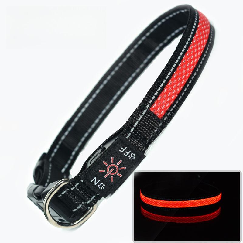 LED Light Dog Collar Rechargeable USB Three Modes LED Collars for Small Medium Dog Safety At Night Breathable Nylon Pet Choker