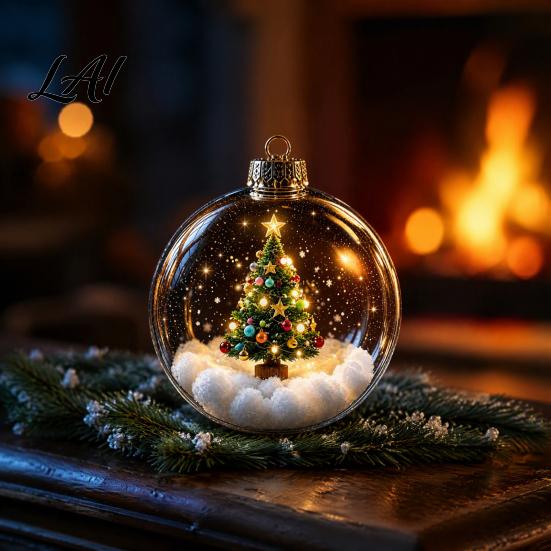 Charming Christmas Gift for Friends Glowing Decorative Ball Lighted Ornament with Festive Scene LED Illuminated Holiday Mantel Accents Tree Hanging