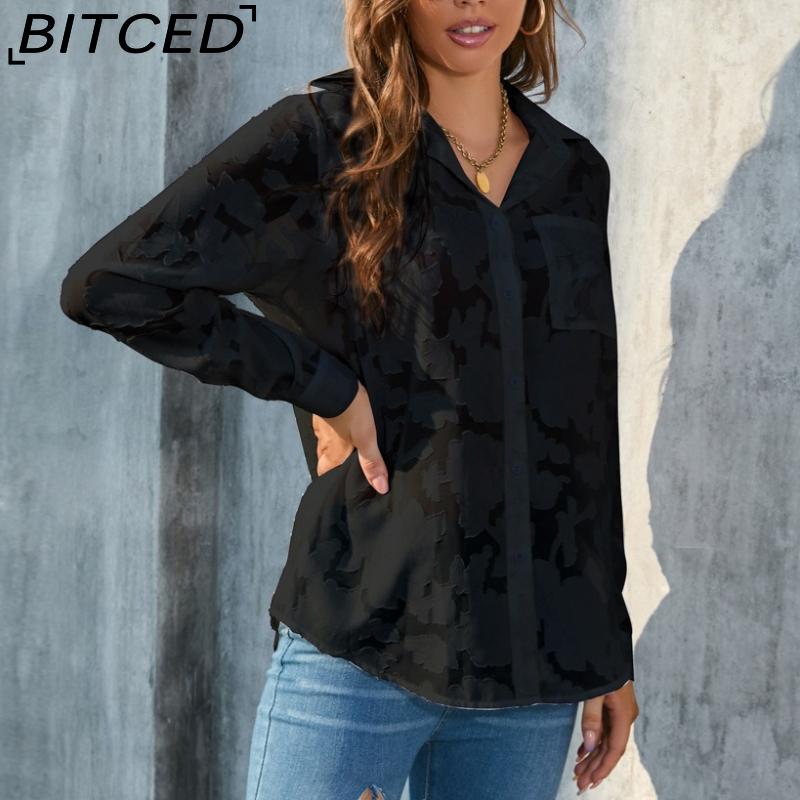 BITCED Plus Size Women's Loose-Fit Casual Chiffon Blouse