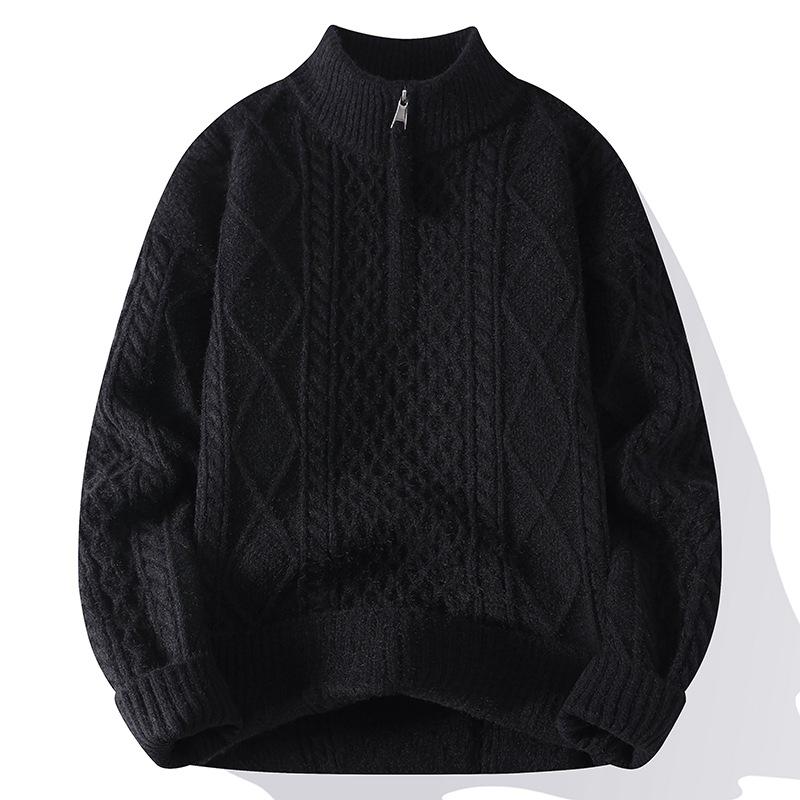 Men's 2025 Argyle Cable Knit Half-Zip Sweater - Teen Outerwear Pullover