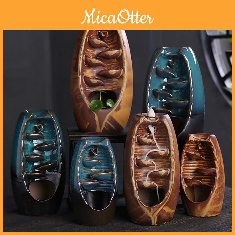 Bruciatore di incenso a cascata in ceramica con fumo a riflusso Portaincenso Decorazione Regalo per la Casa