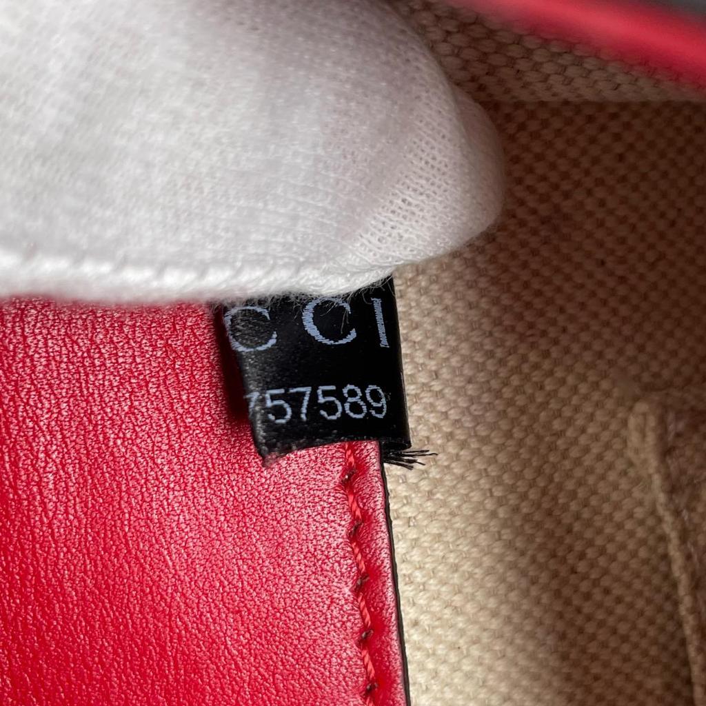 Gucci Dionysus Bamboo Handbag Leather Red Women 448075 Used