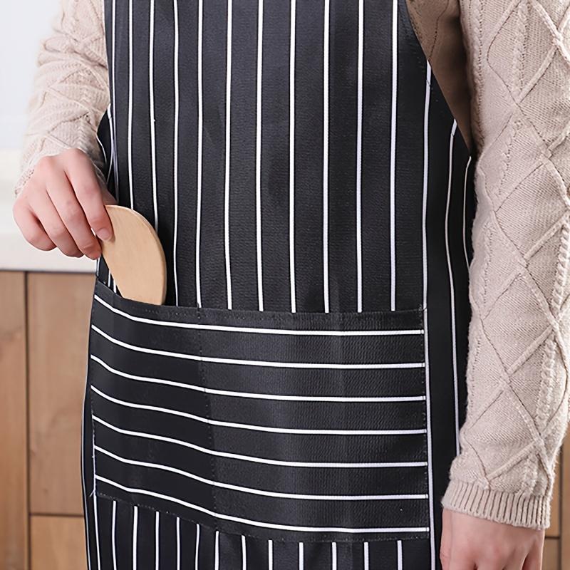Striped Waterproof Cotton Work Apron Oil-Resistant Cooking Apron for Home Restaurant Coffee Shop Men and Women